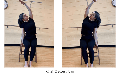 Chair Crescent Arm - yoga poses for cancer patients