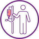 person on IV icon - Intravenous (IV) Iron to help with iron deficiency 