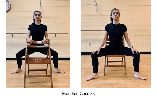 modified Goddess pose - yoga poses for cancer patients