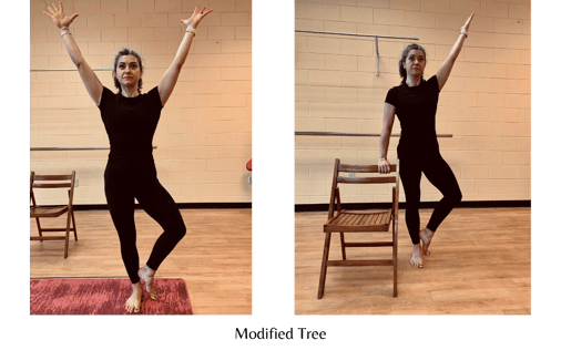 modified tree pose - yoga poses for cancer patients