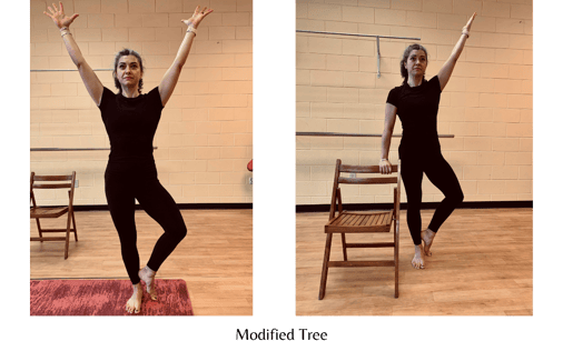 modified tree pose - yoga poses for cancer patients